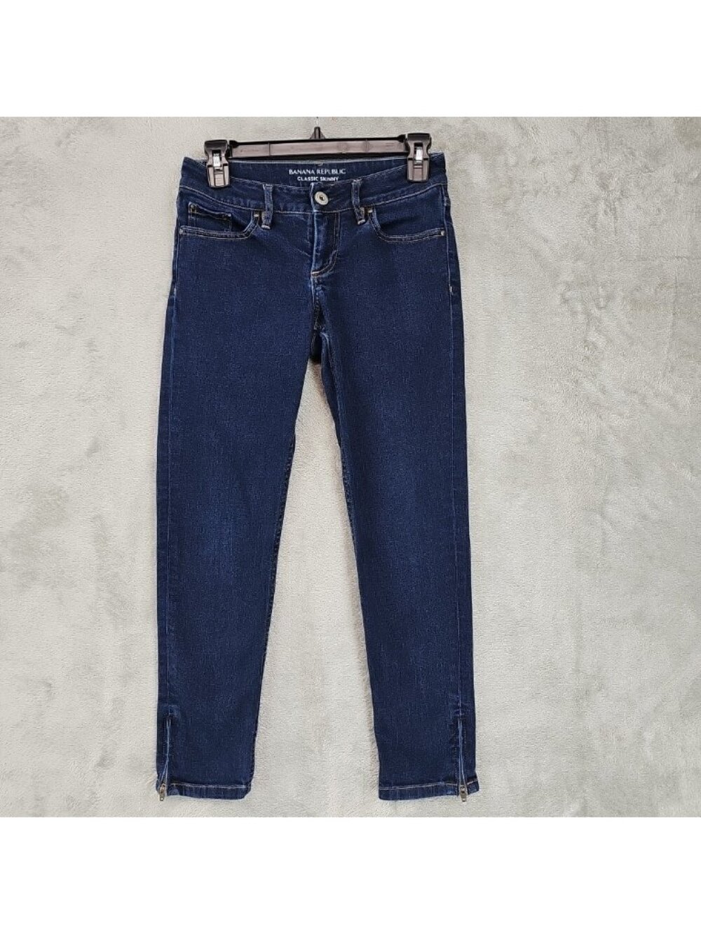 Banana Republic Classic Skinny Jeans Womens 0 Blue Dark Wash Ankle Zip Denim